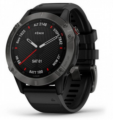 Умные часы Garmin fēnix 6 SAPPHIRE - Carbon Grey DLC with Black Band