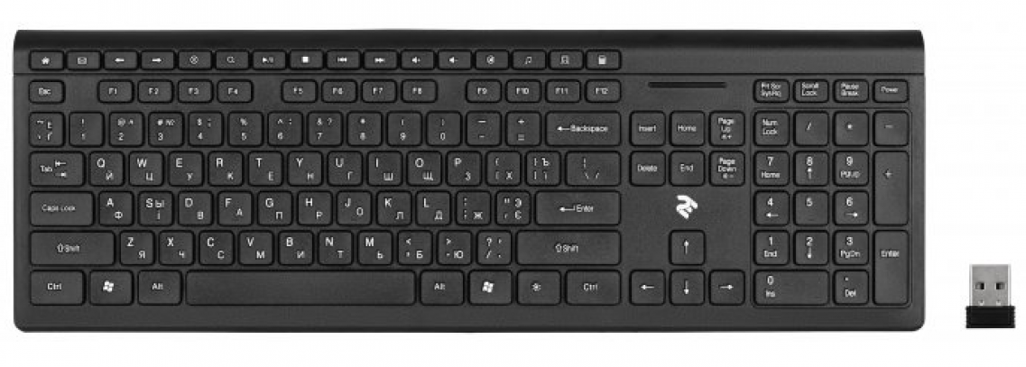 Клавиатура беспроводная 2E KS210 WL Slim  Black 1xAA Беспроводной