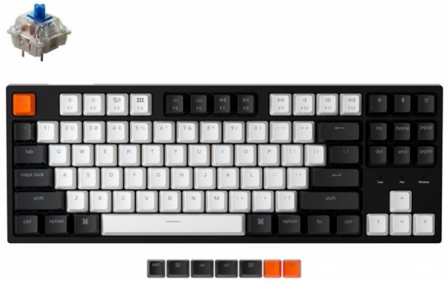 Клавиатура Keychron C1 Wired 87 Key Gateron Switch Mechanical Keyboard White LED Blue